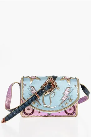 Christian Louboutin Lamè Leather GIDDY Crossbody Bag with Studs size Unica