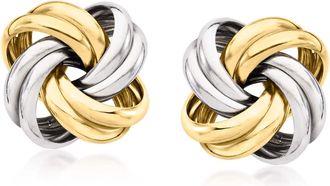 Ross-Simons Italian Sterling Silver and 18kt Gold Over Sterling Love Knot Earrings