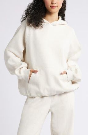 BP. Fleece Detail Oversize Raglan Hoodie in Beige Oatmeal Light Heather at Nordstrom Rack, Size Small