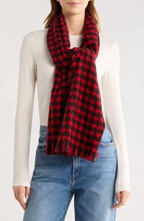 Nordstrom Rack Houndstooth Fringe Scarf in Red- Black at Nordstrom Rack