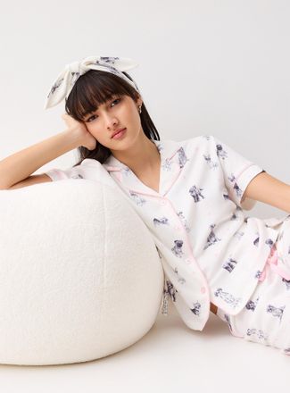PJ Salvage Womens Adorable dog waffled pyjama set
