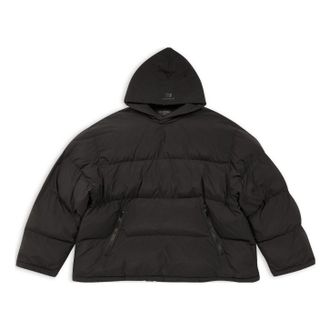 Balenciaga Sporty B Pull-Over Hooded Puffer Jacket Black 720156-TNO45-1000