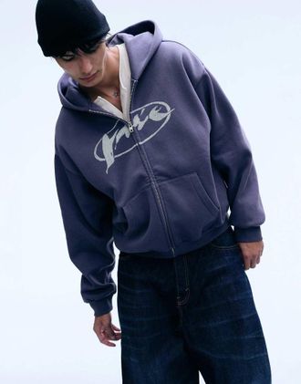 Weekday felpa con cappuccio oversize con grafica scarabocchio in viola slavato