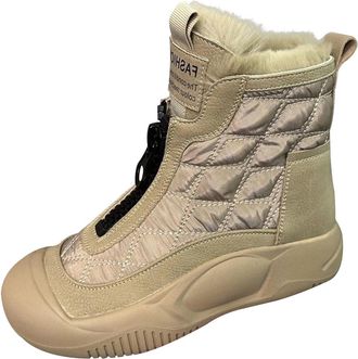 Generic Ladies Boots Retro Versatile Soft Sole Boot High Top Winter Shoes Water Resistant Thick Fleece Lined Warm Snow Footwear Women Cosy Slip On Ankle Boots