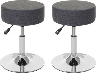 Hhg Nunca Usado] Lote De 2 Taburetes Hhg 189, Taburete De Asiento Taburete De Maquillaje, Altura Regulable &Oslash; 35cm, Textil, Gris