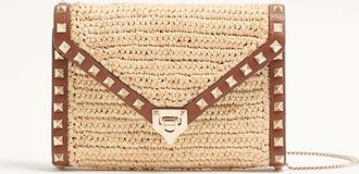 Valentino Garavani Mini Borsa A Tracolla Rockstud In Rafia Donna NATURALE/SELLERIA UNI