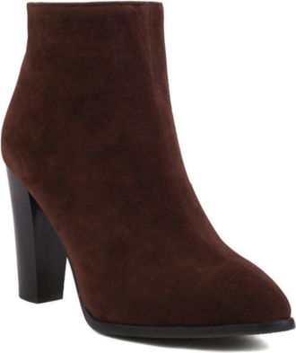 Generic Womens Platform Chunky Heel Faux Suede Ankle Boots with Round Toe & Side Zipper,Brown,7.5 UK