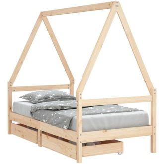 vidaXL Kids Bed Frame with Drawers 80x160 cm Solid Wood Pine vidaXL