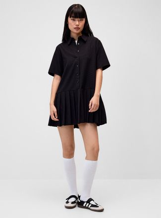 Twik Womens Pleated-skirt shirt-collar dress