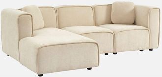 Sweeek Sof&aacute; Esquinero Izquierdo De Tela Liso, 3 Plazas