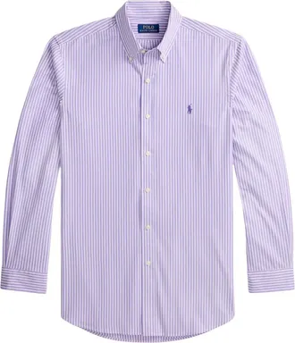 Ralph Lauren Overhemden, Heren, Paars, L, Katoen, Gestreept Logo Shirt