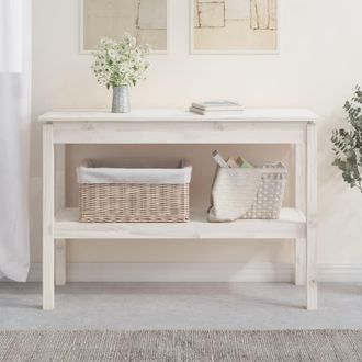vidaXL Mesa Consola De Madera Maciza De Pino Blanco 110x40x75 Cm Vidaxl