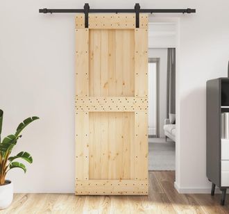 vidaXL Vidaxl - Puerta Corredera Con Herrajes Madera Maciza De Pino 85x210 Cm