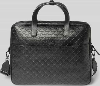 Emporio Armani Laptoptasche mit Allover-Logo-Muster in Black, Größe 1