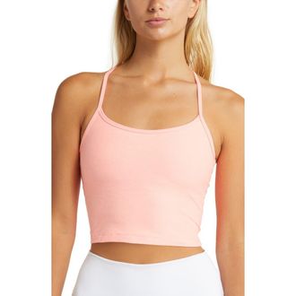 Beyond Yoga Space Dye Slim Racerback Crop Tank in Electric Peach Heather at Nordstrom Rack, Size Medium