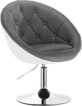Woltu Woltu 1x Taburete De Bar Acero Cromado Piel Sint&eacute;tica Taburete Bajo Silla De Bar Taburete Conferencia Taburete Peluquer&iacute;a Taburete Oficina Gris+blanco