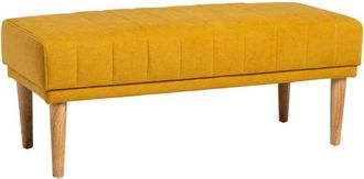 Koketto Home Banqueta tapizada mostaza con robustas patas de madera