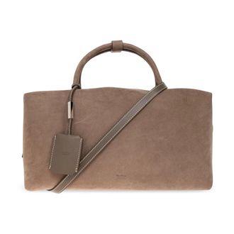 Max Mara Tassen, Dames, Bruin, ONE Size, Leer, Grote Boston tas van nubuckleer