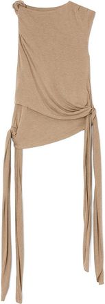 Ganni Viscose Jersey Draped Knot Detailing Top