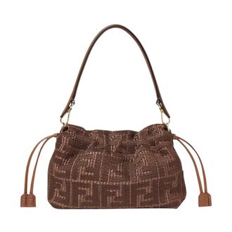 Fendi Mamma Baguette Medium Raffia Handtas - Dames - Schoudertassen - Bruin - ONE Size - Leer - Tassen