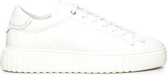 Giuliano Galiano Witte Leren Sneakers Veters Rubberen Zool - Heren - Sneakers - Wit - 42 EU - Leer - Schoenen