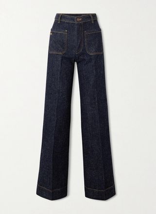 Victoria Beckham Jeans A Gamba Larga E Vita Alta Alina - Blu