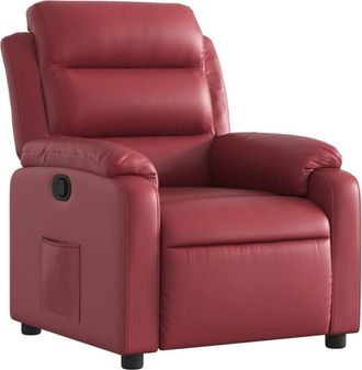 vidaXL Vidaxl - Sillón reclinable de cuero sintético rojo tinto