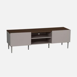 Sweeek Mueble De Tv De Metal Y Decoraci&oacute;n De Madera 2 Puertas 140cm