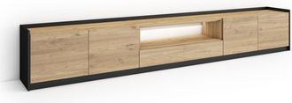 Skraut Home Skraut Home - Mueble Tv, Televisi&oacute;n, Muebles De Sal&oacute;n, Almacenaje, 310x37x50cm, Para Tv Hasta 80, Led, Estilo Moderno, Roble Y Negro