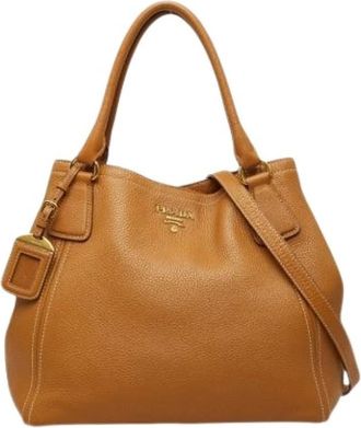 Prada Pre-owned Vintage Shoulder Tote - Dames - Vintage Handtas - Bruin - ONE Size - Leer - Vintage