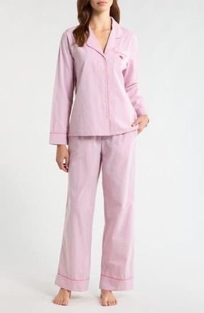 Nordstrom Classic Cotton Pajamas in Pink Chambray Double Hearts at Nordstrom Rack, Size X-Small