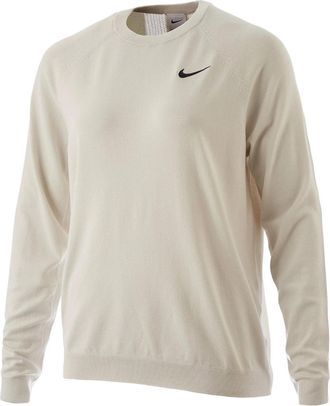 Nike Tour Golf Sweater Womens Beige Classic Fit Crew Neck Pullover DSGL691