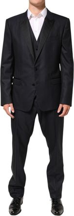 Dolce & Gabbana Mens Black Martini 2 Buttons Suit 3 Piece Pl Se Vw Dark Blue