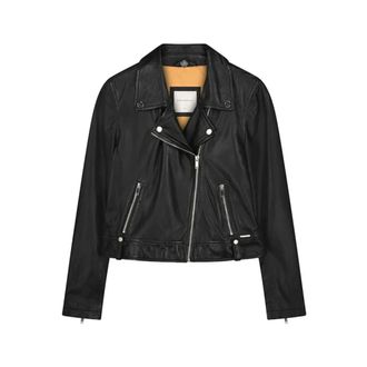 Rino&Pelle Klassieke Biker Jas - Dames - Jassen - Zwart - Maat: L Leer
