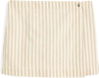 Madewell Denim Wrap Mini Skort in Khaki Sand Stripe at Nordstrom, Size 32
