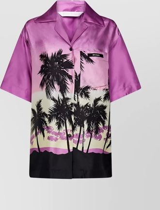 Palm Angels silk printed short-sleeve bowling shirt