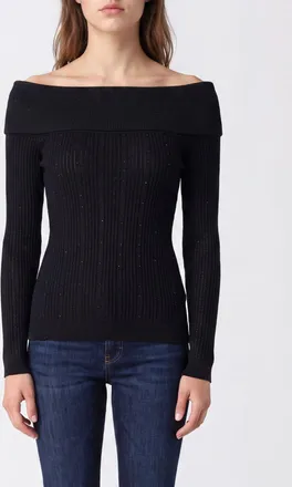 Liu Jo Maglia slim in lana vergine a coste con scollo a barca