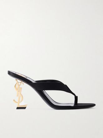 Saint Laurent Mule In Raso Con Decorazione Opyum - Nero