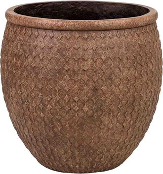 Wanderlust Deco Macetero De Fibra De Vidrio Marr&oacute;n Rojizo 33x33x33cm