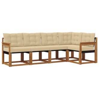 vidaXL Conjunto De Sof&aacute;s De Exterior Con Coj&iacute;n 5 Pcs Natural Y Beige Vidaxl