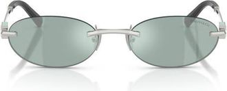 Tiffany & Co. 56mm Oval Sunglasses in Silver/azure Mirror Silver at Nordstrom