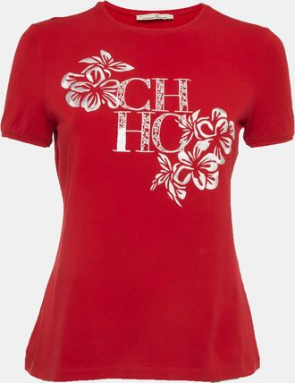 Carolina Herrera Red Jersey Logo Embroidered T-Shirt