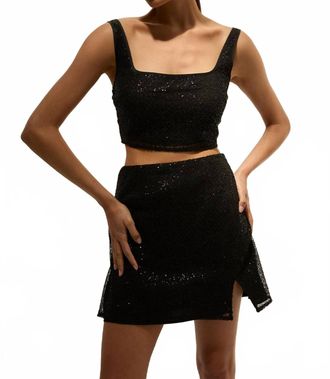Crescent Roxanna Beaded Mini Skirt In Black