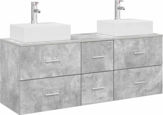 vidaXL Juego De Muebles De Ba&ntilde;o 3 Uds. Gris Hormig&oacute;n Vidaxl