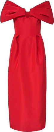 Carolina Herrera Abito midi con spalle scoperte - Rosso