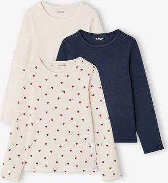Vertbaudet 3er-Pack M&auml;dchen Langarmshirts gerippt wollwei&szlig;