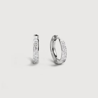 Monica Vinader Sterling Silver Essential Diamond Huggie Earrings Lab Grown Diamond