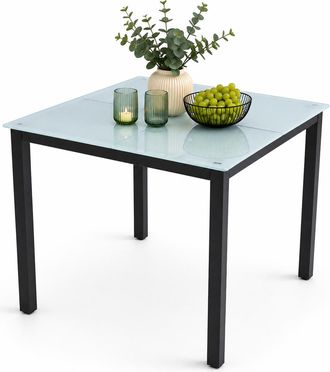 ebuy24 Mesa De Jard&iacute;n De Cristal Alu Mesa De Balc&oacute;n 80x80 73x80x80 - Vcm