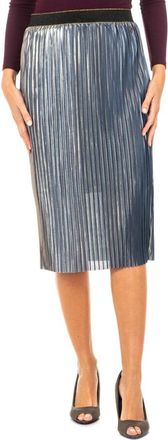 La Martina Glanzende Rok met Rechte Snit - Dames - Midirokken - Blauw - S - Rokken