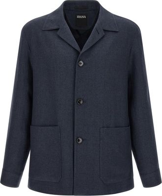 Ermenegildo Zegna Dark Blue Solid Jackets
